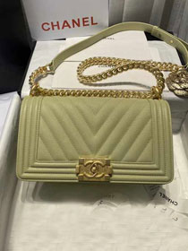 CC original grained calfskin medium boy handbag A67086-2 light green