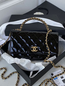 CC original patent calfskin wallet on chain AP3009 black