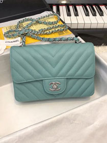 CC original grained calfskin mini flap bag A69900-3 blue