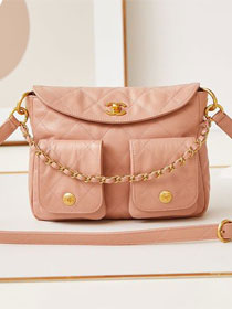 2024 CC original calfskin small hobo messenger bag AS4743 rose beige