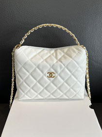 CC original grained calfskin clutch with chain AP4066 white