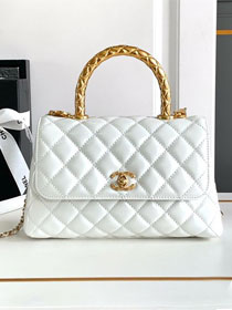 CC original calfskin small coco handle bag A92990 white