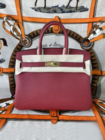 Hermes original epsom leather birkin 25 bag H25-3 rouge grenat