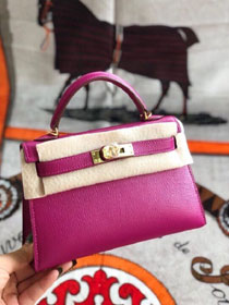 Hermes original chevre mini kelly 19 bag KG0019 rose purple