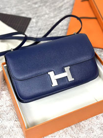Hermes original epsom leather constance elan bag C026 blue sapphire