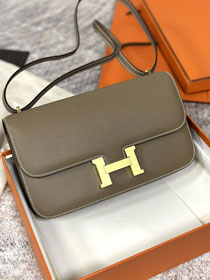 Hermes original epsom leather constance elan bag C026 grey etoupe