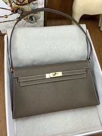 Hermes original chevre leather kelly elan KE0028-5 grey etoupe