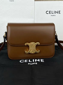 Celine original calfskin small triomphe bag 188423 dark brown