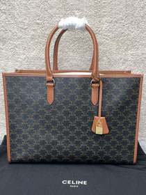 Celine original triomphe canvas large tote bag 197912 tan	
