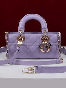 Dior original lambskin small lady D-Joy bag M0613 purple
