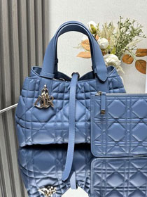 Dior original calfskin small toujours vertical tote bag M2835 denim blue