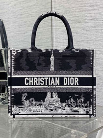 Dior original cotton medium book tote bag M1296 black