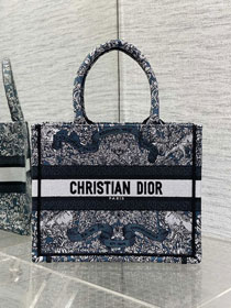 Dior original cotton small book tote bag M1265 blue