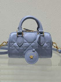 Dior original calfskin groove 17 nano bag S4000 light blue
