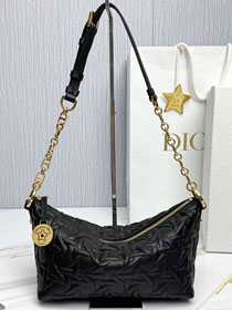 Dior original calfskin diorstar hobo bag with chain S3202 black