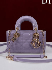 Dior original patent calfskin lady D-Joy micro bag S0910 purple