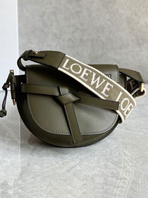 Loewe original calfskin mini gate dual bag A650N46 dark green