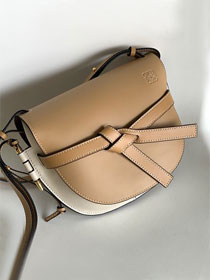 Loewe original calfskin small gate dual bag A650T20 apricot&white