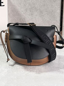 Loewe original calfskin small gate dual bag A650T20 black&brown