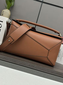Loewe original calfskin large puzzle edge bag B510P01 brown