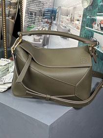 Loewe original calfskin small puzzle bag A510P60 khaki green
