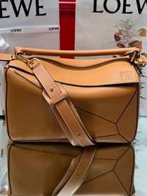Loewe original grained calfskin medium puzzle bag A510P49 brown