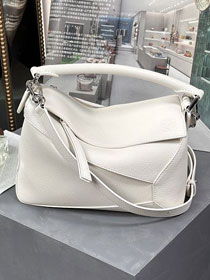 Loewe original grained calfskin small puzzle bag A510P60 white