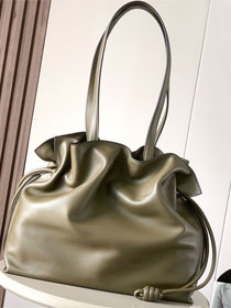 Loewe original calfskin large flamenco clutch A411FL1 khaki