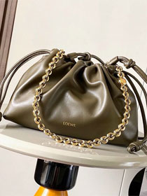 Loewe original lambskin medium flamenco purse A411FCR khaki green