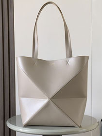 Loewe original calfskin medium puzzle fold tote A657G50 grey
