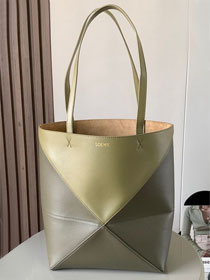 Loewe original calfskin medium puzzle fold tote A657G50 khaki