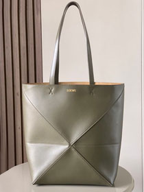 Loewe original calfskin medium puzzle fold tote A657G50 khaki green