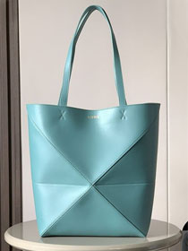 Loewe original calfskin medium puzzle fold tote A657G50 water blue
