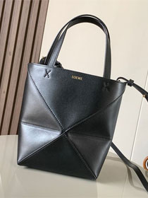 Loewe original calfskin mini puzzle fold tote A657V25 black
