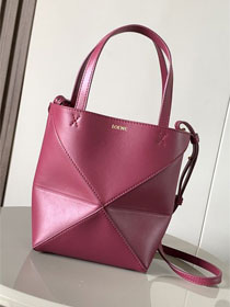 Loewe original calfskin mini puzzle fold tote A657V25 bordeaux