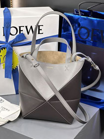 Loewe original calfskin mini puzzle fold tote A657V25 grey