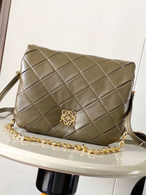 Loewe original lambskin medium goya puffer bag  A896P41 khaki green
