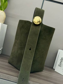 Loewe original suede calfskin medium pebble bucket BBMX02 green