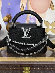 Louis vuitton original calfskin capucines mini M11908 black