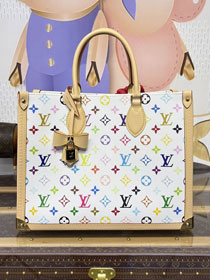 Louis vuitton original multicolored canvas TM onthego MM M13079 white