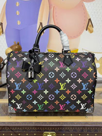 Louis vuitton original multicolored canvas TM speedy soft 30 M13257 black