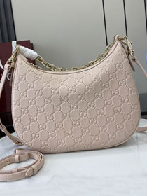 GG original calfskin emblem large shoulder bag 820453 light pink