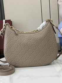 GG original calfskin emblem large shoulder bag 820453 taupe