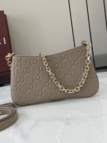 GG original calfskin emblem super mini bag 815278 taupe