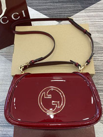 GG original patent calfskin blondie large top handle bag 815719 bordeaux