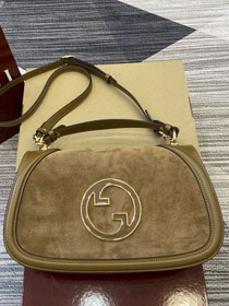 GG original suede calfskin blondie large top handle bag 815719 brown