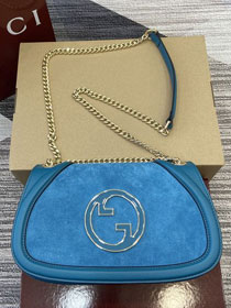 GG original suede calfskin blondie medium shoulder bag 815715 blue