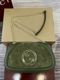 GG original suede calfskin blondie medium shoulder bag 815715 green