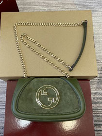 GG original suede calfskin blondie small shoulder bag 815711 green