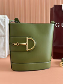 GG original calfskin 73 medium bucket bag 833660 green